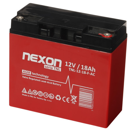 メンテナンスフリー AGM VRLA バッテリー 12V 18Ah UPS 非常用電源 警報システム 太陽光発電 NEXON 12V/18AH-TNL/NEXON