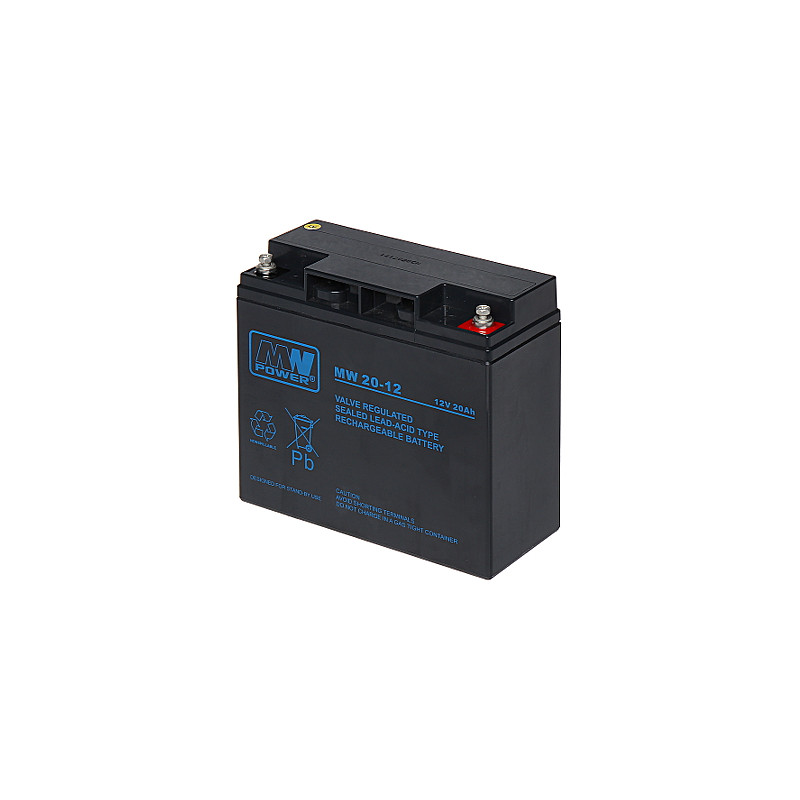 Акумулятор AGM 12V 20Ah герметичний VRLA для ДБЖ систем сигналізації та аварійного освітлення MW POWER 12V/20AH-MW