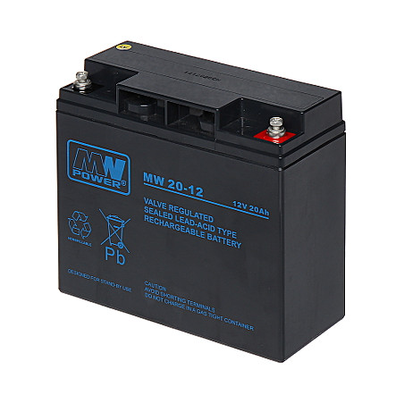 免维护AGM蓄电池12V 20Ah密封VRLA适用于UPS电源报警系统和应急照明 MW POWER 12V/20AH-MW