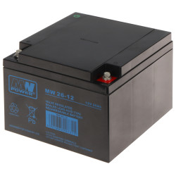Maintenance Free AGM Battery 12V 26Ah VRLA Sealed for UPS Power Supplies Alarm Systems CCTV MW POWER 12V/26AH-MW