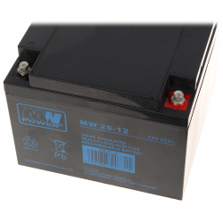 Bateri AGM 12V 26Ah Tanpa Penyelenggaraan VRLA Kedap untuk UPS Sistem Penggera CCTV MW POWER 12V/26AH-MW