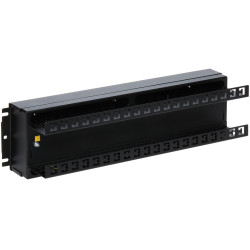 Панэль размеркавання напружання для шаф Rack 19 Рэйка DIN TH-35 на 24 засцерагальнікі S Сталёвы корпус Чорны IP20 PULSAR A19-TS-