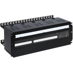 19 collu RACK 4U korpuss ar DIN TH-35 sliedi drošinātājiem un modulārajām iekārtām tērauda melns PULSAR A19-TS-35/OB-4U