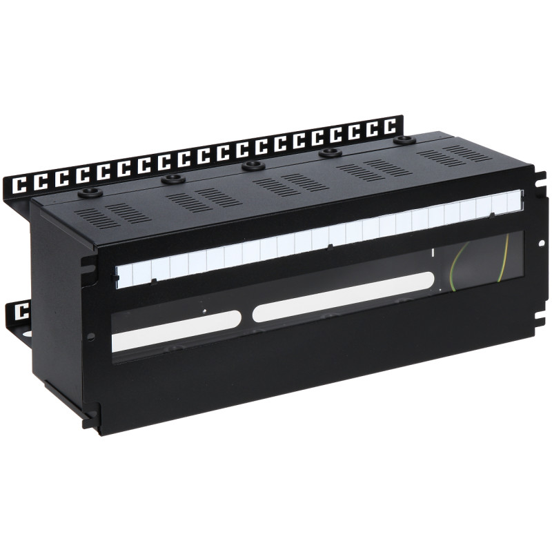 19 inch 4U RACK enclosure with DIN TH-35 rail for modular fuses and equipment black steel PULSAR A19-TS-35/OB-4U