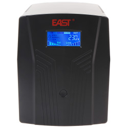 UPS szünetmentes tápegység 1200VA 720W LCD AVR 3x Schuko szerverekhez számítógéphez CCTV felügyelethez LAN védelem USB EAST AT-U