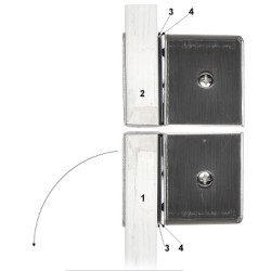 ขายึดสลักไฟฟ้าสำหรับประตูกระจกแบบกระจกชนกระจก สแตนเลสสตีล ชุดติดตั้ง ATLO ATLO-BEB-3