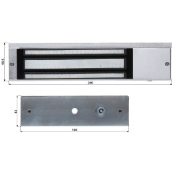 表面実装型電磁ロック 360kg 保持力 逆作動型 12V DC LED表示付き ATLO ATLO-ML-361