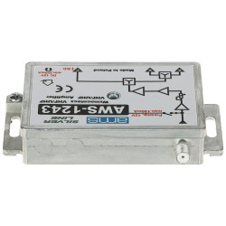 TV antenna subscriber amplifier 3 outputs gain control DVB-T2 power supply LTE filter AMS AWS-1243