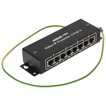 Pelindung Lonjakan LAN Ethernet PoE+ 4 Saluran Gigabit RJ45 Perlindungan Kilat Pemasangan AXON AXON-PRO-IP-4POE+