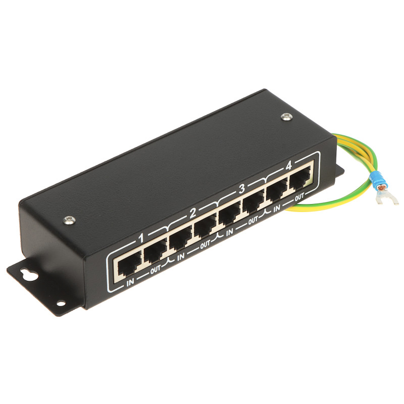 Обмежувач перенапруги LAN IP PoE 4-канальний RJ45 Мережевий захист CCTV Екранований Ефективний грозозахист AXON AXON-VIDEO-IP-4P