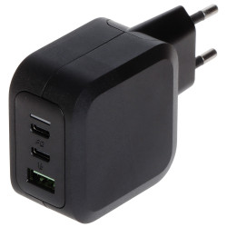 65W Fast Wall Charger USB-C Power Delivery QC 3.0 Three Ports GaN Technology Compact Green Cell CHARGC08-GC