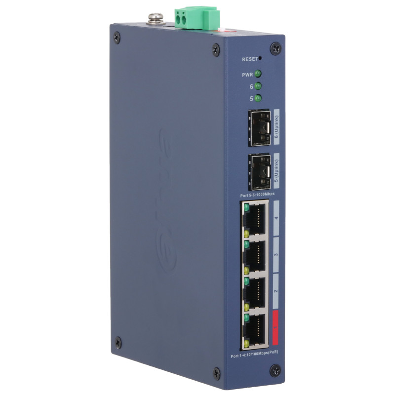 産業用PoEスイッチ 4ポート Hi-PoE 90W 2ポートSFPギガビット DINレール対応 管理可能 クラウドCCTVウォッチドッグ DAHUA CHS4206-4ET-90