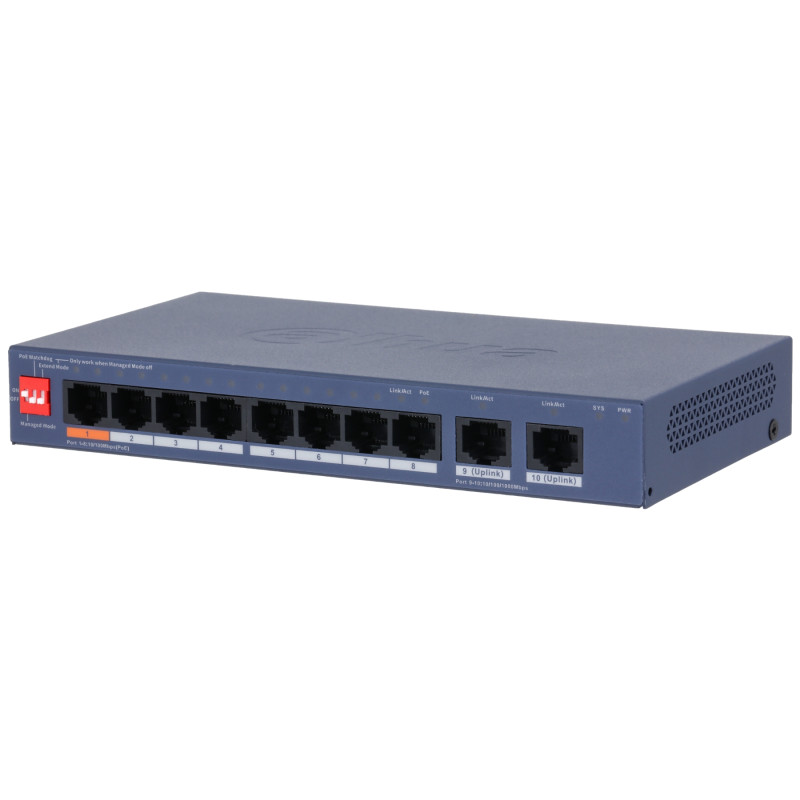 PoEマネージドスイッチ 8ポート 10/100Mbps 2ギガビットUplink Watchdog クラウド対応 VLAN メタル筐体 60W Smart DAHUA CS4010-8ET2GT-60