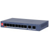สวิตช์ PoE แบบจัดการได้ 8 พอร์ต 10/100Mbps 2 กิกะบิตอัปลิงก์ Watchdog ระบบคลาวด์ VLAN เคสโลหะ 60W Smart DAHUA CS4010-8ET2GT-60