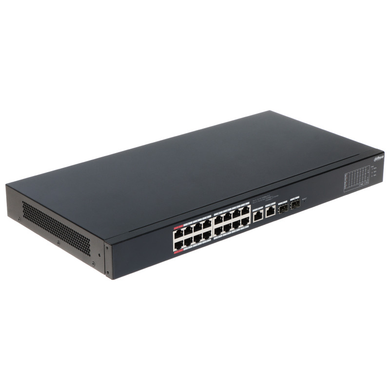 16-portars PoE-switch SFP Hanterbar Rack 19 Nätverksswitch LAN Gigabit Uplink Web Cloud DAHUA CS4218-16ET-135
