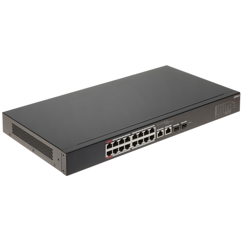 16portový cloudem spravovatelný PoE switch SFP 240W Hi-PoE Watchdog VLAN Rack 19 CCTV síťové zařízení DAHUA CS4218-16ET-240