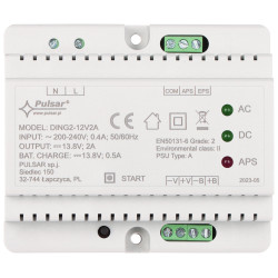 Pulsspuhvritoiteplokk DIN-liistule 12V 2.5A CCTV- ja juurdepääsukontrollisüsteemidele PULSAR DING2-12V2A