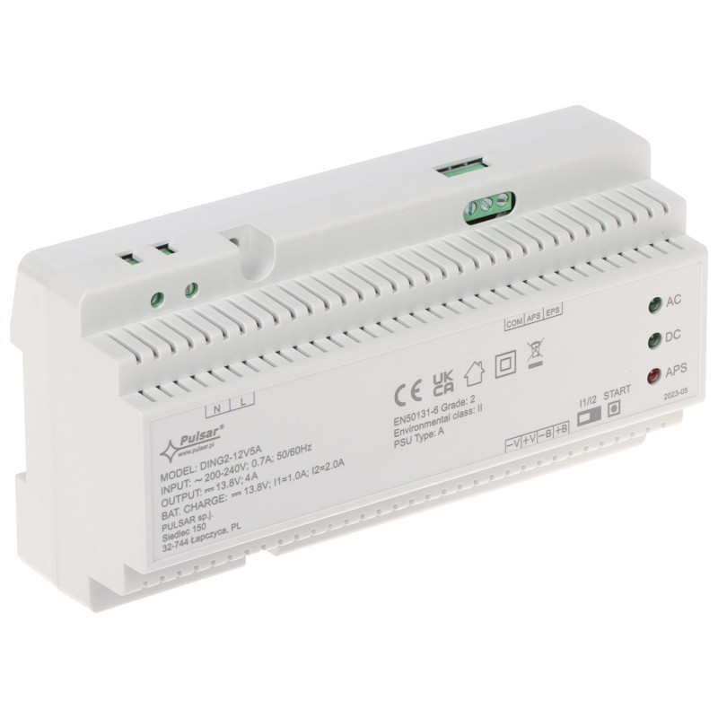 Sursă de alimentare cu buffer în comutație pentru șină DIN 13.8V 5A 69W Grad 2 control încărcare semnalizare OC PULSAR DING2-12V