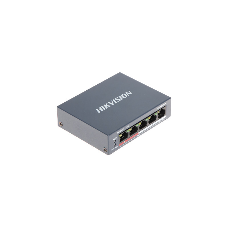 PoE Switch 4 Ports + 1 Uplink LAN RJ45 Extended Range 300m Stable Network Transmission Hikvision DS-3E0105P-E/M(B)