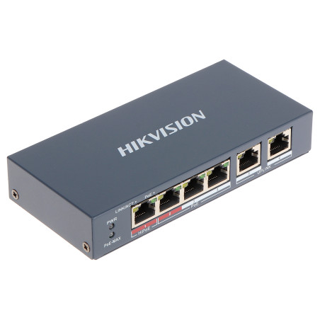 Δικτυακός Διακόπτης 4 θυρών με τροφοδοσία Hi-PoE 60W και λειτουργία Extend έως 300m RJ45 Hikvision DS-3E0106HP-E