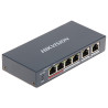 Switch PoE 4 porturi 10/100 Mbps Standard 802.3af/at Mod Extend 300m 2x Uplink Sursă de alimentare inclusă Desktop Hikvision DS-