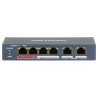Switch PoE 4 porturi 10/100 Mbps Standard 802.3af/at Mod Extend 300m 2x Uplink Sursă de alimentare inclusă Desktop Hikvision DS-