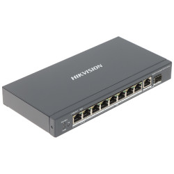 8 prievadų PoE+ jungiklis 2x Hi-PoE Gigabit SFP RJ45 Extender 300m Watchdog metalinis korpusas CCTV Hikvision DS-3E0510HP-E