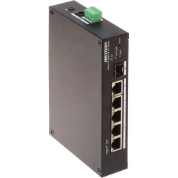 可管理型PoE交换机 4个10/100 Mbps端口 1个千兆RJ45上行链路 1个SFP上行链路 DIN导轨安装 智能型 Hikvision DS-3T1306P-SI/HS