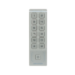 户外自主式密码锁RFID读卡器 13.56MHz S50 背光键盘 Wi-Fi IP65 金属银色 Hikvision DS-K1T809MWX