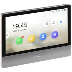 Panou interior pentru videointerfon IP Wi-Fi 7 inchi IPS tactil argintiu PoE alarma Hikvision DS-KH8350-WTE1/EU