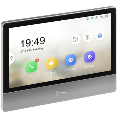 IPビデオドアホン用室内パネル Wi-Fi 7インチ IPSタッチスクリーン シルバー PoE アラーム機能付き Hikvision DS-KH8350-WTE1/EU