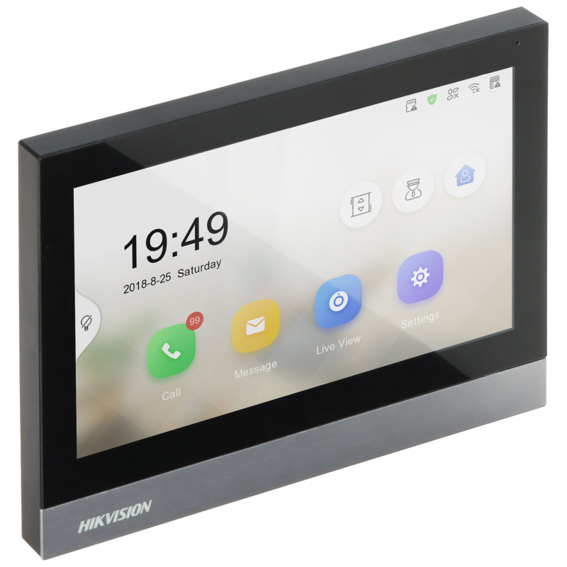 Hikvision IPビデオドアホン用屋内パネル Wi-Fi 7インチLCDタッチスクリーン 2ウェイオーディオ Hikvision DS-KH8380-WTE1