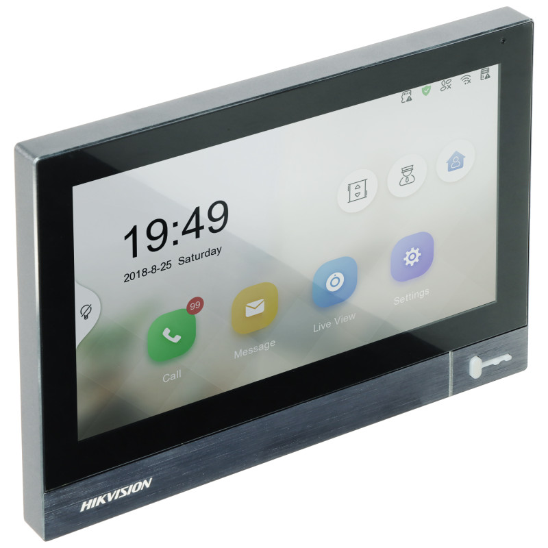 Monitor interior IP Wi-Fi per videoporter 7 polzades IPS Hik-Connect Alarma Intercomunicador tàctil platejat Hikvision DS-KH8381