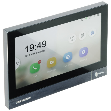 Унутраны IP Wi-Fi манітор для відэадамафона 7 цаляў IPS Hik-Connect Будзільнік Інтэркам сэнсарны серабрысты Hikvision DS-KH8381-