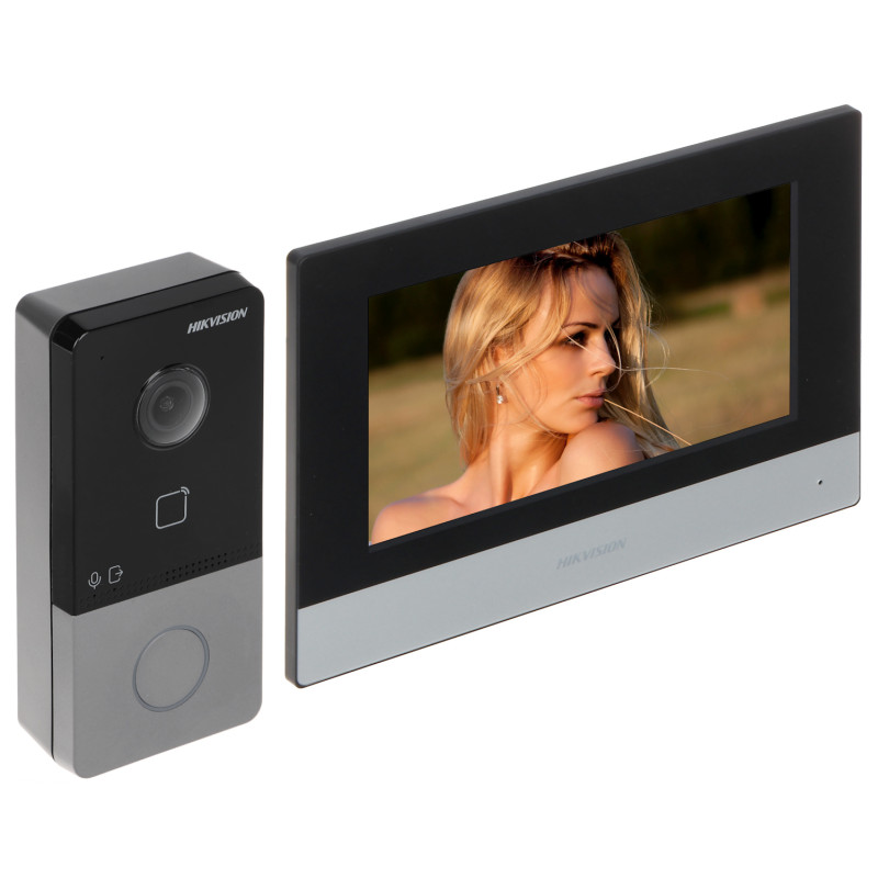7 Inch IP WiFi Video Intercom Kit PoE Touch Monitor Full HD Proximity Reader Hikvision DS-KIS603-P(B)
