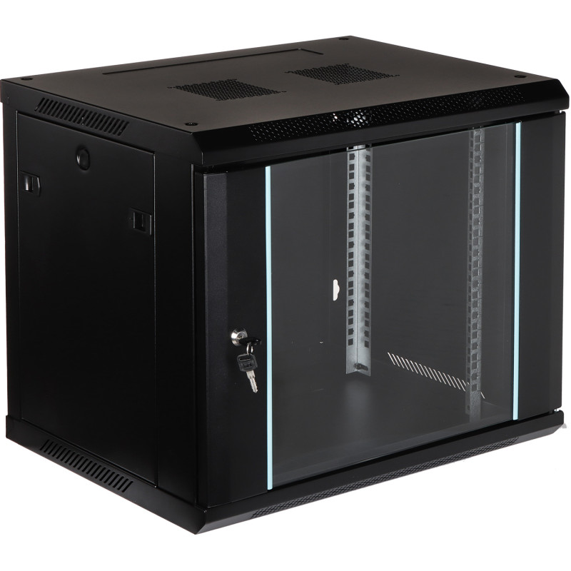 EPRADO 19 Zoll Wandgehäuse Netzwerkschrank Serverschrank 9U 450mm schwarz mit Glastür EPRADO EPRADO-R19-9U/450-BLUE