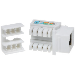 RJ45 UTP Cat 5e Keystone Modular Jack White Krone Toolless Fast Connector LAN Network 100 Pieces Delta Network FX-RJ45-54*P100
