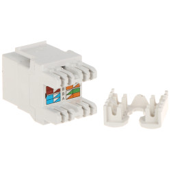 שקע מודולרי RJ45 קיסטון UTP קטגוריה 6 לבן חיבור מהיר Krone LSA מארז 100 יחידות Delta Network FX-RJ45-65*P100