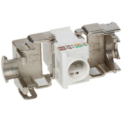 RJ45 Keystone Jack Toolless FTP Cat.6a Shielded Metal Silver 50-piece Set LAN Network Delta FX-RJ45-6A-01*P50