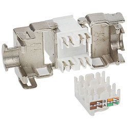 RJ45 키스톤 잭 툴리스 FTP Cat.6a 차폐형 메탈 실버 50개 세트 LAN 네트워크 Delta FX-RJ45-6A-01*P50
