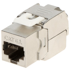 RJ45キーストーンジャック シールド FTP UTP Cat 6A 工具不要 シルバー 50個入り Krone Delta FX-RJ45-6A-16*P50