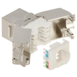 Keystone RJ45 Connector Shielded FTP UTP Cat 6A Toolless Silver Set 50 pieces Krone Delta FX-RJ45-6A-16*P50