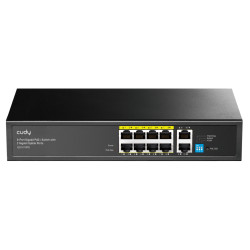 Gigabitový PoE switch 8 portů PoE+ 2 porty Uplink 1000 Mb/s 120W VLAN Watchdog 250m stolní kovové provedení CUDY GS1010PE