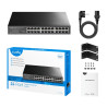 Tinklo komutatorius 24 prievadų Gigabit Ethernet 10/100/1000 Mbps RJ45 Rack Desktop metalinis CUDY GS1024