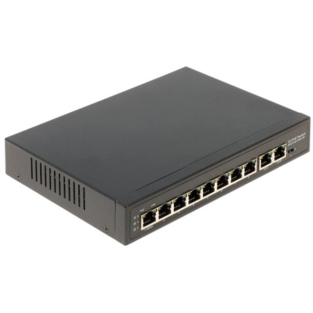 8포트 10/100 Mbps PoE 스위치 2x Uplink Hi-PoE 60W VLAN Extend 250m PD Alive 메탈 케이스 120W GTX GTX-A1-10-82