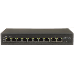 8-porttinen PoE-kytkin 10/100 Mbps 2x Uplink Hi-PoE 60W VLAN Extend 250m PD Alive Metallikuori 120W GTX GTX-A1-10-82