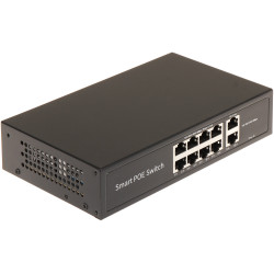 מתג PoE עם 8 יציאות 10/100/1000 Mbps Uplink Gigabit עבור מצלמות IP CCTV LAN שולחני GTX - Grid Telecommunication eXpert GTX-C1-10