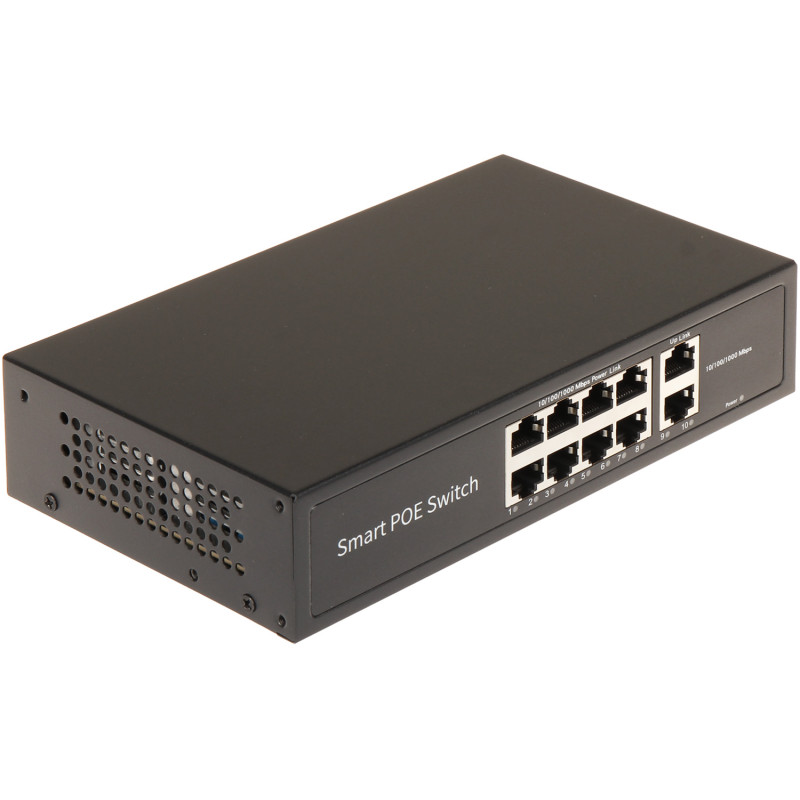 מתג PoE עם 8 יציאות 10/100/1000 Mbps Uplink Gigabit עבור מצלמות IP CCTV LAN שולחני GTX - Grid Telecommunication eXpert GTX-C1-10