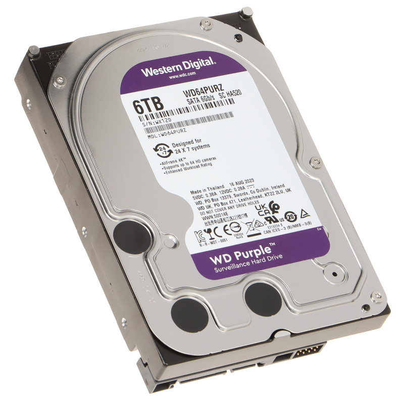 Ефективний жорсткий диск 6TB SATA III для систем відеоспостереження 24/7 з технологією AllFrame 4K Кеш 256MB WESTERN DIGITAL HDD