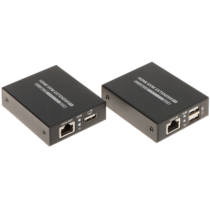 ตัวขยายสัญญาณวิดีโอและข้อมูลผ่านสายเครือข่าย UTP RJ45 ชุด KVM 4K UHD 70 เมตร HDR PoC แบบแอคทีฟ Delta Multimedia HDMI+USB-EX-70-4